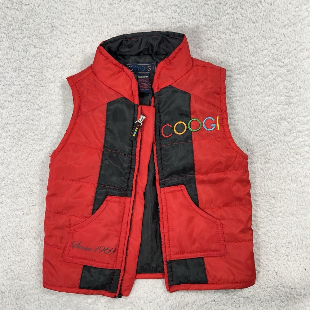 Coogi Kids Zip Up Fashion Insulated Puffer Vest Size 18 Months UNISEX Red Logo